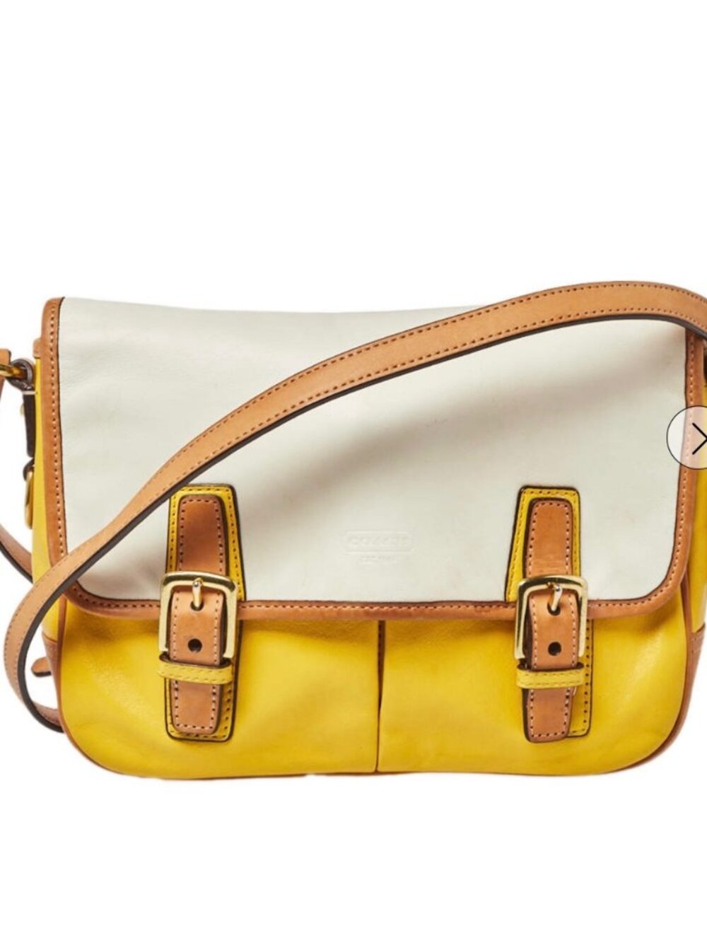 Coach Yellow and White Colorblock Leather Park Crossbody B1373-523383